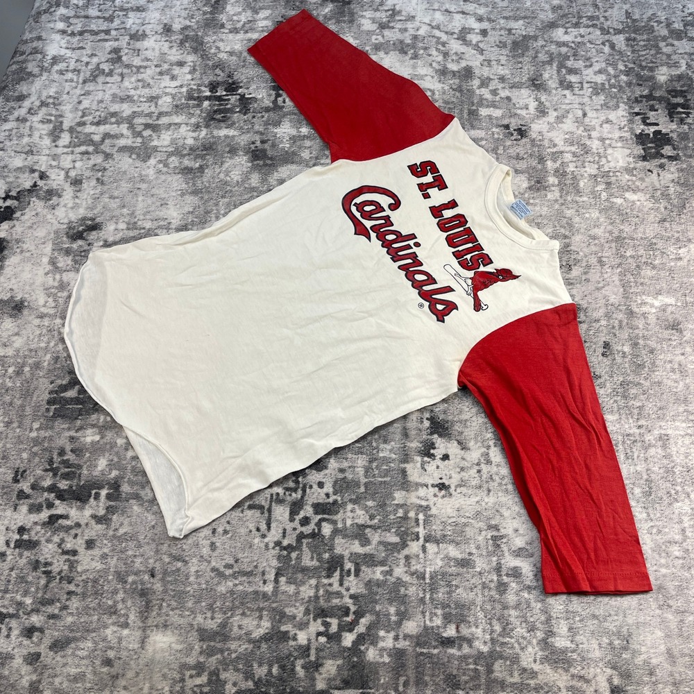Vtg‎ 80s St Louis Cardinals Baseball Shirt The Knits MLB Red White Blockcore